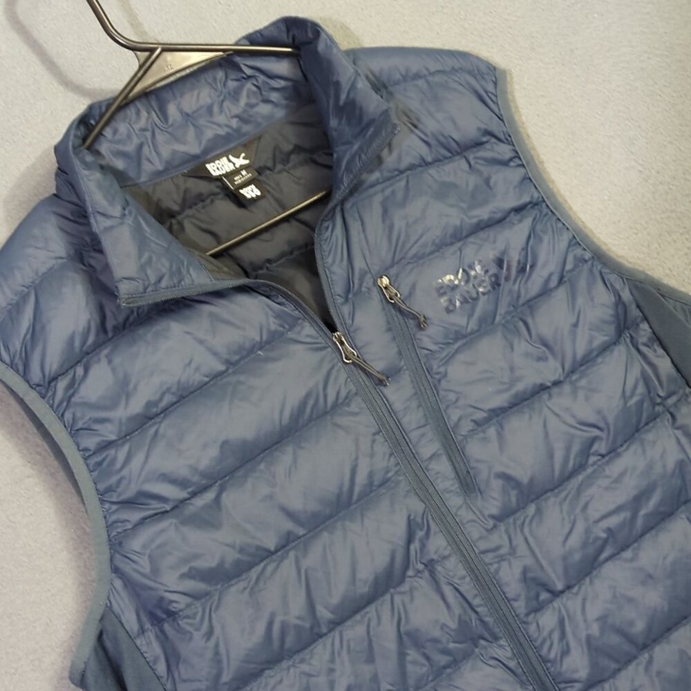 Eddie Bauer Vest Men's M Blue Down 550 Puffer Full Zip Outdoor Hiking Camp - Picture 1 of 12